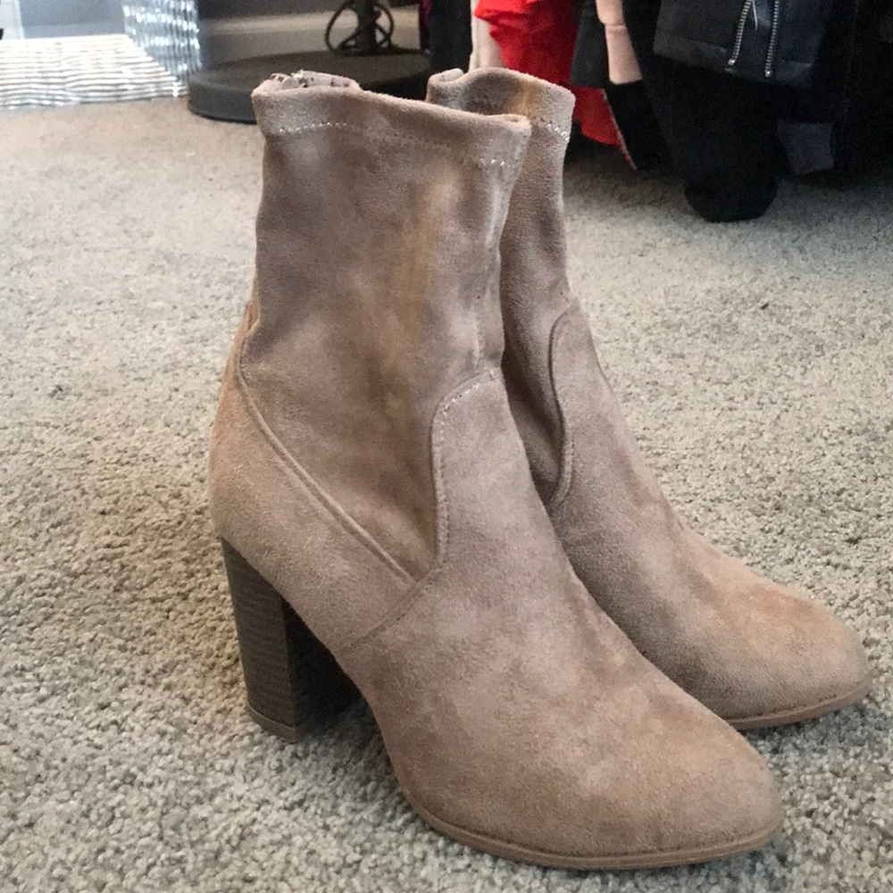 Nude Suede Sock Boots